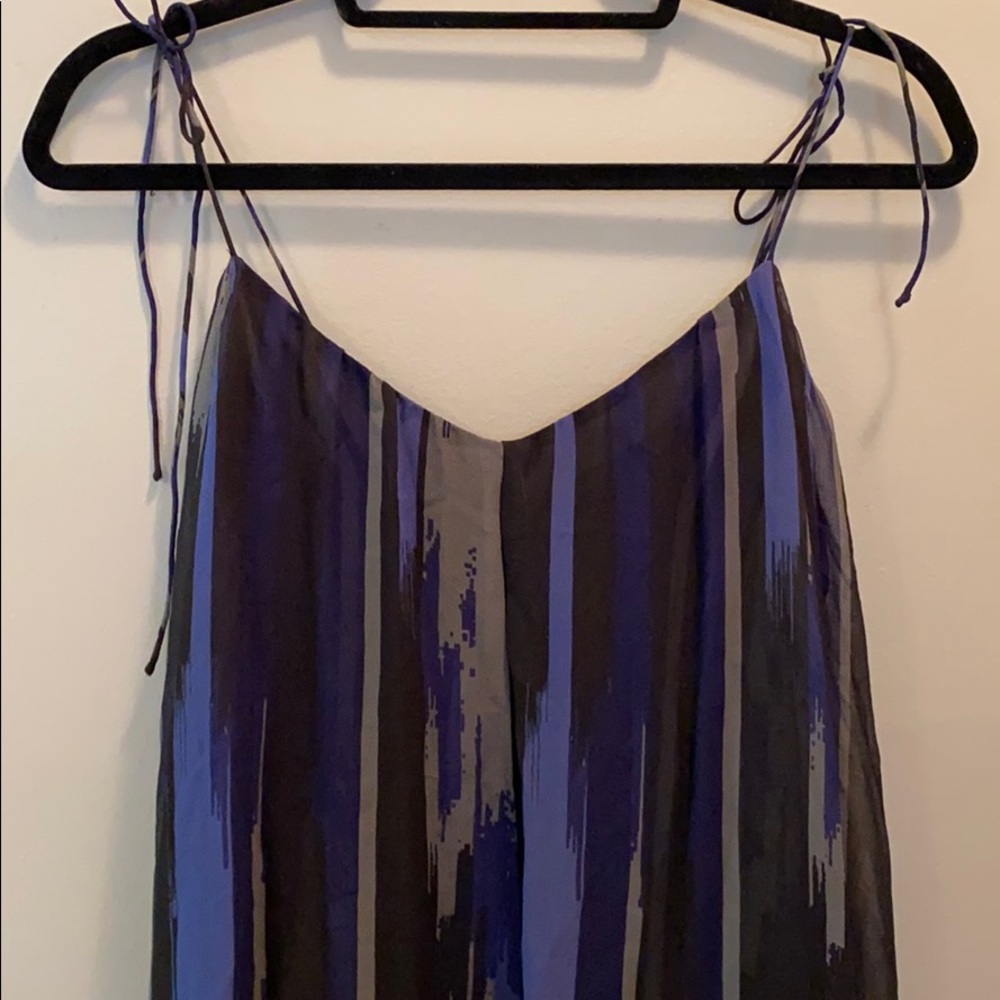 Halston Heritage blue silk chiffon tie-strap dress
